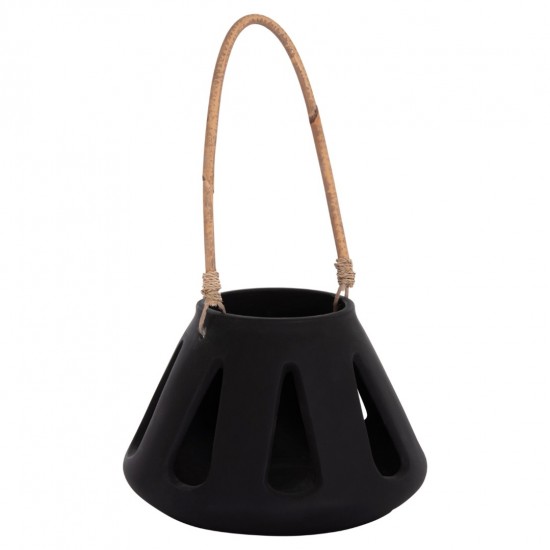 ΕΠΙΤΡΑΠΕΖΙΟ ΦΑΝΑΡΙ ERANTYL ΜΑΥΡΟ FIBER CEMENT & ΧΕΡΟΥΛΙ RATTAN Φ25x17Yεκ.