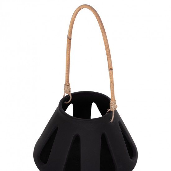 ΕΠΙΤΡΑΠΕΖΙΟ ΦΑΝΑΡΙ ERANTYL ΜΑΥΡΟ FIBER CEMENT & ΧΕΡΟΥΛΙ RATTAN Φ25x17Yεκ.