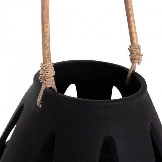 ΕΠΙΤΡΑΠΕΖΙΟ ΦΑΝΑΡΙ ERANTYL ΜΑΥΡΟ FIBER CEMENT & ΧΕΡΟΥΛΙ RATTAN Φ25x17Yεκ.