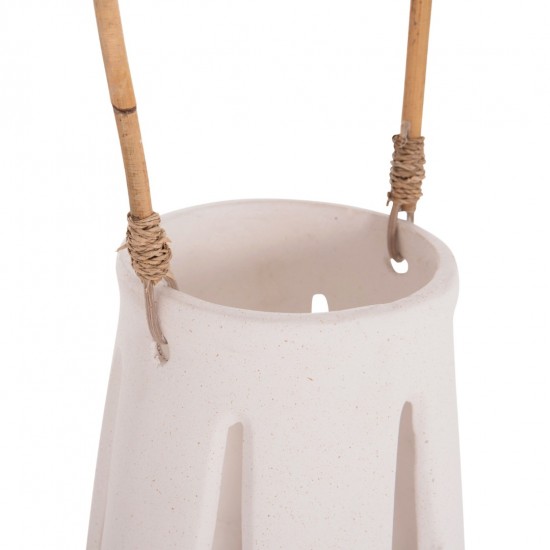 ΕΠΙΤΡΑΠΕΖΙΟ ΦΑΝΑΡΙ ERANTYL  ΛΕΥΚΟ FIBER CEMENT & ΧΕΡΟΥΛΙ RATTAN Φ17x27Yεκ.