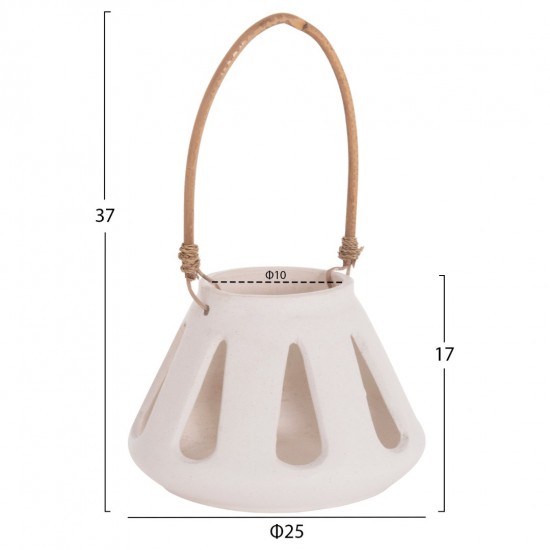 ΕΠΙΤΡΑΠΕΖΙΟ ΦΑΝΑΡΙ ERANTYL ΛΕΥΚΟ FIBER CEMENT & ΧΕΡΟΥΛΙ RATTAN Φ25x17Yεκ.