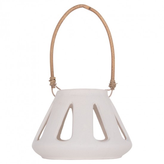 ΕΠΙΤΡΑΠΕΖΙΟ ΦΑΝΑΡΙ ERANTYL ΛΕΥΚΟ FIBER CEMENT & ΧΕΡΟΥΛΙ RATTAN Φ25x17Yεκ.