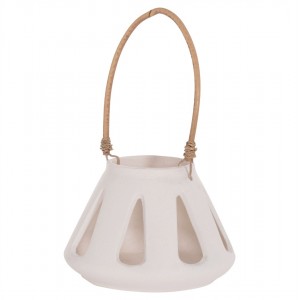 ΕΠΙΤΡΑΠΕΖΙΟ ΦΑΝΑΡΙ ERANTYL ΛΕΥΚΟ FIBER CEMENT & ΧΕΡΟΥΛΙ RATTAN Φ25x17Yεκ.