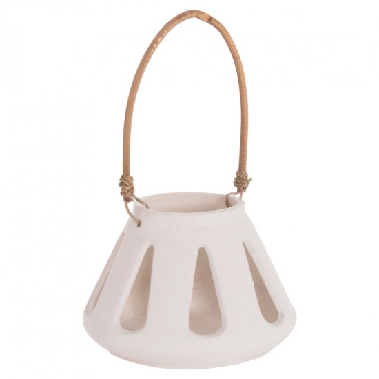 ΕΠΙΤΡΑΠΕΖΙΟ ΦΑΝΑΡΙ ERANTYL ΛΕΥΚΟ FIBER CEMENT & ΧΕΡΟΥΛΙ RATTAN Φ25x17Yεκ.