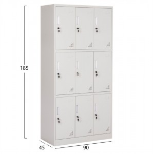 ΦΟΡΙΑΜΟΣ ΜΕΤΑΛΛΙΚΟΣ MALMOE 9 ΝΤΟΥΛΑΠΑΚΙΑ ΜΕ ΚΛΕΙΔΑΡΙΕΣ-ΓΚΡΙ 90x45x185Υεκ.