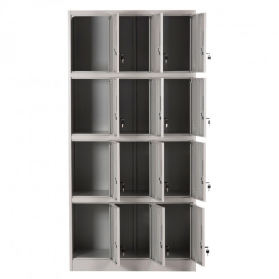 ΦΟΡΙΑΜΟΣ ΜΕΤΑΛΛΙΚΟΣ BEXLEY ΜΕ 12 ΝΤΟΥΛΑΠΑΚΙΑ ΜΕ ΚΛΕΙΔΙ ΓΚΡΙ 90x45x185Υεκ