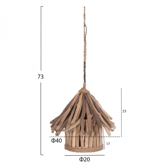 ΦΩΤΙΣΤΙΚΟ ΟΡΟΦΗΣ ΚΡΕΜΑΣΤΟ TREIT DRIFTWOOD ΣΕ ΦΥΣΙΚΟ Φ40x73Υεκ [1xΕ27]