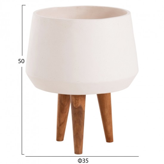 ΓΛΑΣΤΡΑ ΕΣΩΤΕΡΙΚΟΥ ΧΩΡΟΥ QUAN HM4680.02M FIBER CEMENT ΛΕΥΚΟ--ΒΑΣΗ TEAK Φ35x50Υεκ