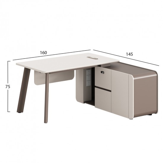 ΓΡΑΦΕΙΟ ΔΕΞΙΑ ΓΩΝΙΑ NEWLINE ΜΕΛΑΜΙΝΗ ΕΚΡΟΥ-ΑΝΟΙΧΤΟ ΚΑΦΕ 160x145x75Υεκ