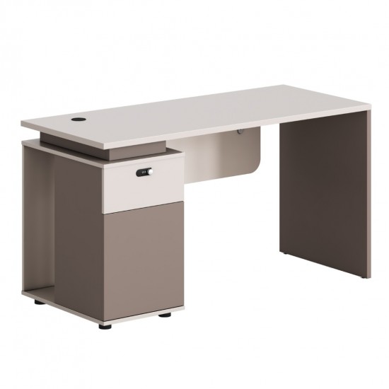 ΓΡΑΦΕΙΟ ΜΕ ΑΡΙΣΤΕΡΟ ΝΤΟΥΛΑΠΙ NEWLINE ΜΕΛΑΜΙΝΗ ΕΚΡΟΥ-ΑΝΟΙΧΤΟ ΚΑΦΕ 120x60x75Υ