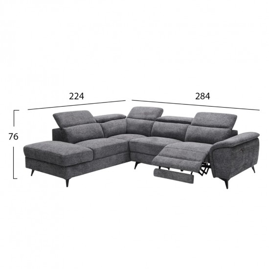 ΚΑΝΑΠΕΣ ΑΡΙΣΤΕΡΗ ΓΩΝΙΑ-ΑΝΑΚΛΙΣΗ & ΑΠΟΘΗΚΕΥΤΙΚΟΣ ΧΩΡΟΣ-RESTRO ΓΚΡΙ ΥΦΑΣΜΑ 284x224x76Υεκ