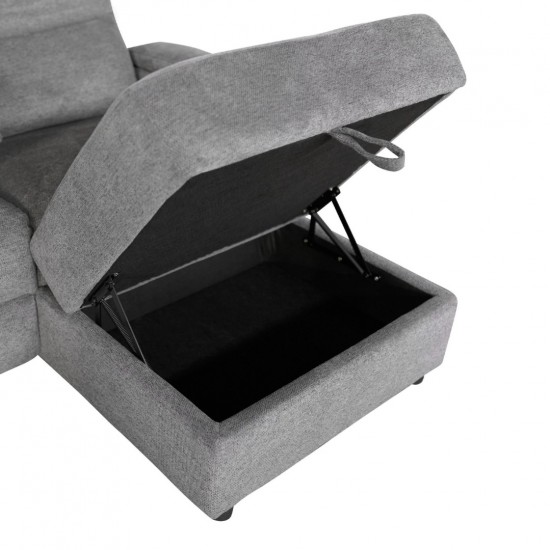 ΚΑΝΑΠΕΣ ΔΕΞΙΑ ΓΩΝΙΑ SYNTHIA ΑΝΑΚΛΙΣΗ & ΑΠΟΘΗΚΕΥΤΙΚΟΣ ΧΩΡΟΣ--ΓΚΡΙ 246x159x97Υεκ