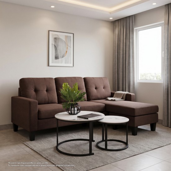 ΚΑΝΑΠΕΣ ΓΩΝΙΑ ΑΝΑΣΤΡΕΨΙΜΗ MEGGY ΚΑΦΕ ΥΦΑΣΜΑ 184.5x129x86Yεκ. ΚΑΝΑΠΕΣ ΓΩΝΙΑ ΑΝΑΣΤΡΕΨΙΜΗ MEGGY ΚΑΦΕ ΥΦΑΣΜΑ 184.5x129x86Yεκ.
