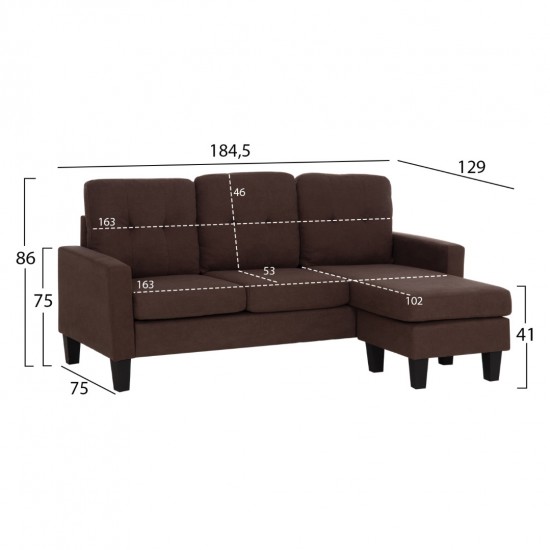 ΚΑΝΑΠΕΣ ΓΩΝΙΑ ΑΝΑΣΤΡΕΨΙΜΗ MEGGY ΚΑΦΕ ΥΦΑΣΜΑ 184.5x129x86Yεκ. ΚΑΝΑΠΕΣ ΓΩΝΙΑ ΑΝΑΣΤΡΕΨΙΜΗ MEGGY ΚΑΦΕ ΥΦΑΣΜΑ 184.5x129x86Yεκ.