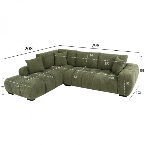 ΚΑΝΑΠΕΣ ΓΩΝΙΑ (ΑΡΙΣΤΕΡΗ) COVEN ΠΡΑΣΙΝΟ ΥΦΑΣΜΑ 298x102-208x85Υεκ.