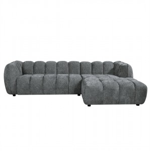 ΚΑΝΑΠΕΣ ΓΩΝΙΑ (ΔΕΞΙΑ) LYKKE ΓΚΡΙ ΥΦΑΣΜΑ 280x89-165(η γωνία)x70Υεκ