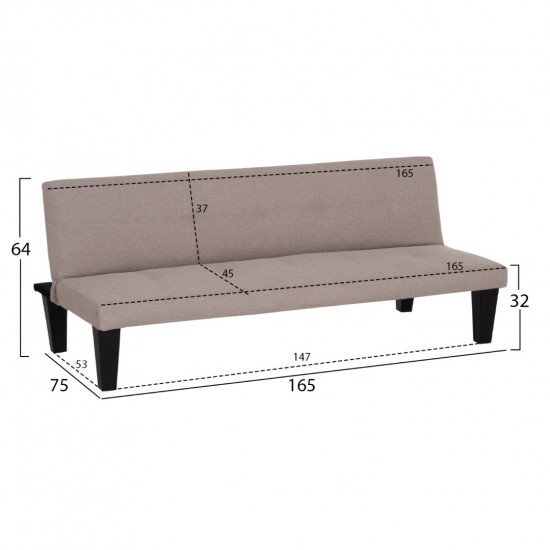 ΚΑΝΑΠΕΣ ΚΡΕΒΑΤΙ 2-ΘΕΣΙΟΣ KORO ΜΠΕΖ PU ΔΕΡΜΑ 165x75x64Υεκ