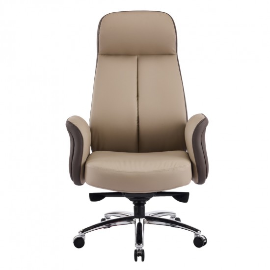 ΚΑΡΕΚΛΑ ΓΡΑΦΕΙΟΥ DRAMON ΜΠΕΖ-ΚΑΦΕ PU ΔΕΡΜΑ--ΒΑΣΗ ΧΡΩΜΙΟΥ 66x70x132.5Υεκ