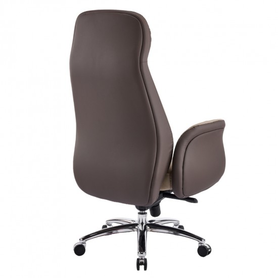 ΚΑΡΕΚΛΑ ΓΡΑΦΕΙΟΥ DRAMON ΜΠΕΖ-ΚΑΦΕ PU ΔΕΡΜΑ--ΒΑΣΗ ΧΡΩΜΙΟΥ 66x70x132.5Υεκ