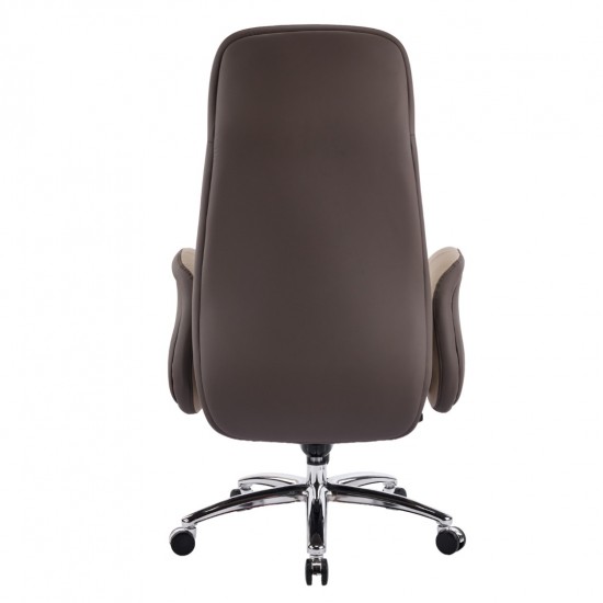 ΚΑΡΕΚΛΑ ΓΡΑΦΕΙΟΥ DRAMON ΜΠΕΖ-ΚΑΦΕ PU ΔΕΡΜΑ--ΒΑΣΗ ΧΡΩΜΙΟΥ 66x70x132.5Υεκ