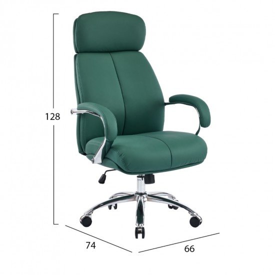 ΚΑΡΕΚΛΑ ΓΡΑΦΕΙΟΥ TOREN ΠΡΑΣΙΝΟ PU ΔΕΡΜΑ--ΒΑΣΗ ΧΡΩΜΙΟΥ 66x74x128Υεκ