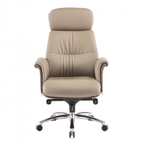 ΚΑΡΕΚΛΑ ΓΡΑΦΕΙΟΥ TOMLIN ΜΠΕΖ-ΚΑΦΕ PU ΔΕΡΜΑ--ΒΑΣΗ ΧΡΩΜΙΟΥ 72x74x128Υεκ