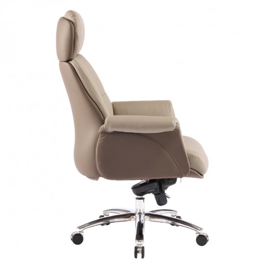 ΚΑΡΕΚΛΑ ΓΡΑΦΕΙΟΥ TOMLIN ΜΠΕΖ-ΚΑΦΕ PU ΔΕΡΜΑ--ΒΑΣΗ ΧΡΩΜΙΟΥ 72x74x128Υεκ