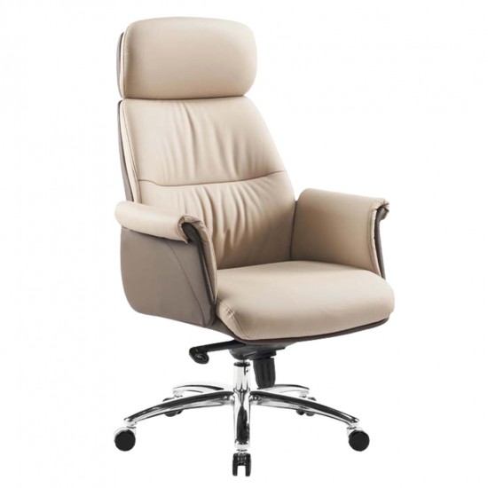 ΚΑΡΕΚΛΑ ΓΡΑΦΕΙΟΥ TOMLIN ΜΠΕΖ-ΚΑΦΕ PU ΔΕΡΜΑ--ΒΑΣΗ ΧΡΩΜΙΟΥ 72x74x128Υεκ