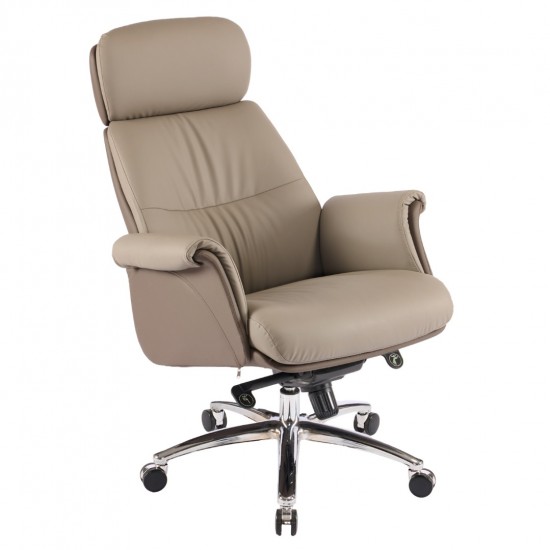 ΚΑΡΕΚΛΑ ΓΡΑΦΕΙΟΥ TOMLIN ΜΠΕΖ-ΚΑΦΕ PU ΔΕΡΜΑ--ΒΑΣΗ ΧΡΩΜΙΟΥ 72x74x128Υεκ