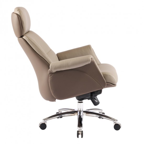 ΚΑΡΕΚΛΑ ΓΡΑΦΕΙΟΥ TOMLIN ΜΠΕΖ-ΚΑΦΕ PU ΔΕΡΜΑ--ΒΑΣΗ ΧΡΩΜΙΟΥ 72x74x128Υεκ