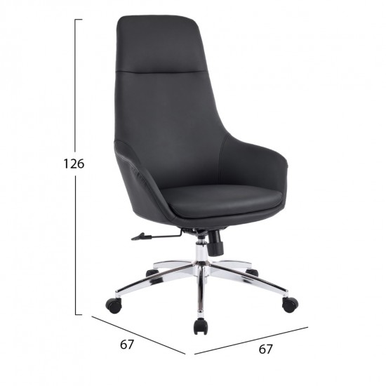 ΚΑΡΕΚΛΑ ΓΡΑΦΕΙΟΥ BEKKER  ΜΑΥΡΟ PU ΔΕΡΜΑ--ΒΑΣΗ ΧΡΩΜΙΟΥ 67x67x126Υεκ