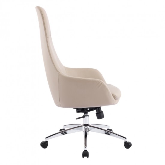 ΚΑΡΕΚΛΑ ΓΡΑΦΕΙΟΥ BEKKER ΜΠΕΖ PU ΔΕΡΜΑ--ΒΑΣΗ ΧΡΩΜΙΟΥ 67x67x126Υεκ