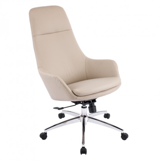 ΚΑΡΕΚΛΑ ΓΡΑΦΕΙΟΥ BEKKER ΜΠΕΖ PU ΔΕΡΜΑ--ΒΑΣΗ ΧΡΩΜΙΟΥ 67x67x126Υεκ