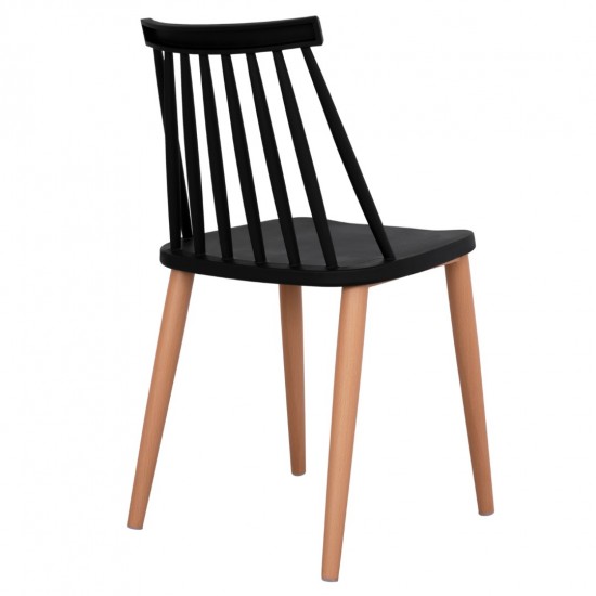 ΚΑΡΕΚΛΑ ΤΡΑΠΕΖΑΡΙΑΣ VANESSA ΜΑΥΡΗ ΜΕ ΜΕΤΑΛΛΙΚΑ ΠΟΔΙΑ 43x46,5x82 εκ.