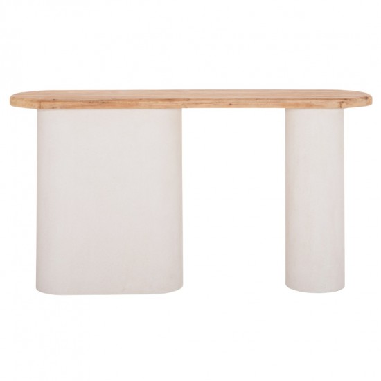 ΚΟΝΣΟΛΑ ΣΕΙΡΑ SANTORINI ΤΟΠ ΞΥΛΟ ΕΛΑΤΟΥ-ΒΑΣΗ ΥΠΟΛΕΥΚΟ MDF 150x35x82Υεκ.