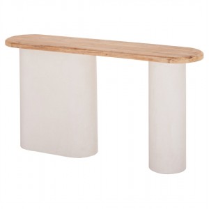 ΚΟΝΣΟΛΑ ΣΕΙΡΑ SANTORINI ΤΟΠ ΞΥΛΟ ΕΛΑΤΟΥ-ΒΑΣΗ ΥΠΟΛΕΥΚΟ MDF 150x35x82Υεκ.