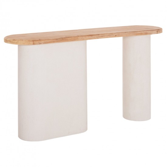 ΚΟΝΣΟΛΑ ΣΕΙΡΑ SANTORINI ΤΟΠ ΞΥΛΟ ΕΛΑΤΟΥ-ΒΑΣΗ ΥΠΟΛΕΥΚΟ MDF 150x35x82Υεκ.