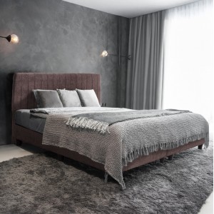 ΚΡEΒΑΤΙ ΔΙΠΛΟ HILDA ΥΦΑΣΜΑ ΜΠΟΥΚΛΕ ΚΑΦΕ ΓΙΑ ΣΤΡΩΜΑ 160x200εκ.