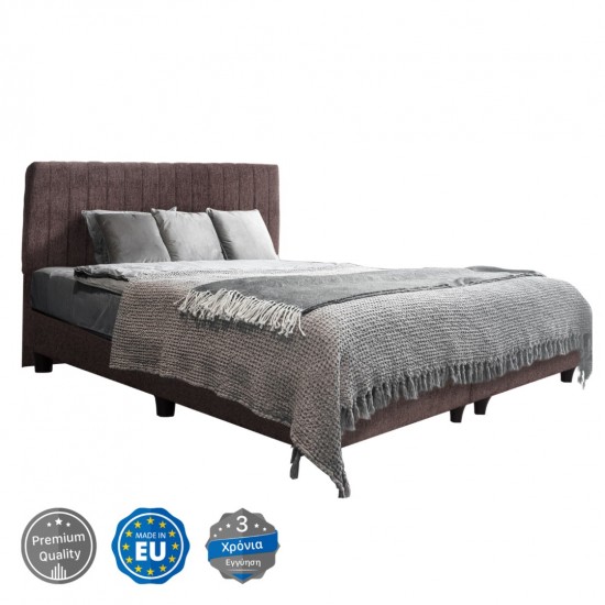 ΚΡEΒΑΤΙ ΔΙΠΛΟ HILDA ΥΦΑΣΜΑ ΜΠΟΥΚΛΕ ΚΑΦΕ ΓΙΑ ΣΤΡΩΜΑ 160x200εκ.