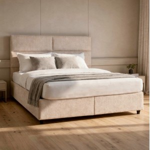 ΚΡΕΒΑΤΙ MILO ΔΙΠΛΟ ΜΕ ΑΠΟΘΗΚΕΥΤΙΚΟ ΧΩΡΟ ΜΠΕΖ ΥΦΑΣΜΑ-- ΓΙΑ ΣΤΡΩΜΑ 160x200εκ