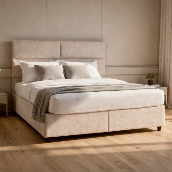 ΚΡΕΒΑΤΙ MILO ΔΙΠΛΟ ΜΕ ΑΠΟΘΗΚΕΥΤΙΚΟ ΧΩΡΟ ΜΠΕΖ ΥΦΑΣΜΑ-- ΓΙΑ ΣΤΡΩΜΑ 160x200εκ