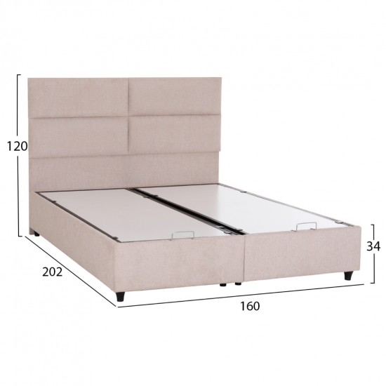 ΚΡΕΒΑΤΙ MILO ΔΙΠΛΟ ΜΕ ΑΠΟΘΗΚΕΥΤΙΚΟ ΧΩΡΟ ΜΠΕΖ ΥΦΑΣΜΑ-- ΓΙΑ ΣΤΡΩΜΑ 160x200εκ