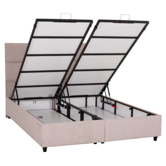 ΚΡΕΒΑΤΙ MILO ΔΙΠΛΟ ΜΕ ΑΠΟΘΗΚΕΥΤΙΚΟ ΧΩΡΟ ΜΠΕΖ ΥΦΑΣΜΑ-- ΓΙΑ ΣΤΡΩΜΑ 160x200εκ