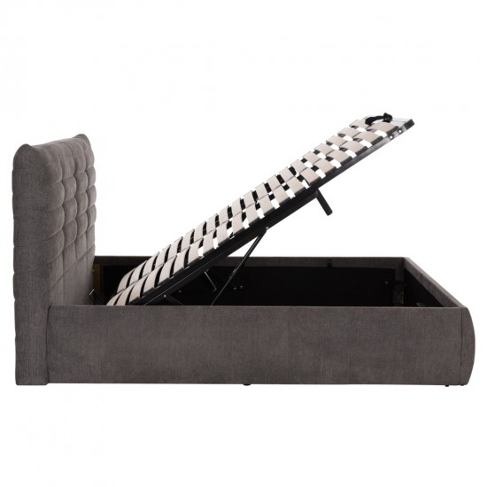 ΚΡΕΒΑΤΙ ΔΙΠΛΟ & ΣΤΡΩΜΑ SANDRA ΓΚΡΙ ΥΦΑΣΜΑ ΜΕ ΑΠΟΘΗΚΕΥΤΙΚΟ ΧΩΡΟ--ΓΙΑ 160x200εκ