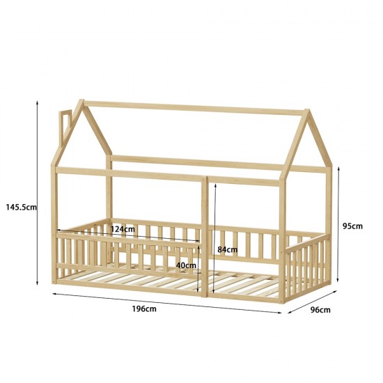 ΚΡΕΒΑΤΙ ΠΑΙΔΙΚΟ ΜΕ ΚΑΓΚΕΛΟ HOUSER τ.MONTESSORI ΞΥΛΟ ΠΕΥΚΟ ΦΥΣΙΚΟ-190x90εκ