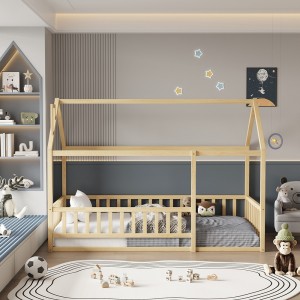 ΚΡΕΒΑΤΙ ΠΑΙΔΙΚΟ ΜΕ ΚΑΓΚΕΛΟ HOUSER τ.MONTESSORI ΞΥΛΟ ΠΕΥΚΟ ΦΥΣΙΚΟ-190x90εκ