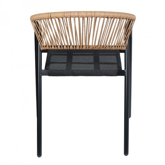 ΠΟΛΥΘΡΟΝΑ HOMAN ΜΑΥΡΟ ΜΕΤΑΛΛΟ & TEXTILENE--ΜΠΕΖ P.E.RATTAN 53,5x62x75Υεκ