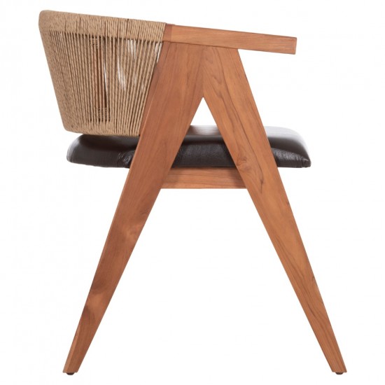 ΠΟΛΥΘΡΟΝΑ ΤΡΑΠΕΖΑΡΙΑΣ BRANN ΞΥΛΟ ΤΕΑΚ-ΚΑΦΕ PU-ΣΧΟΙΝΙ 60x67x76Υεκ.