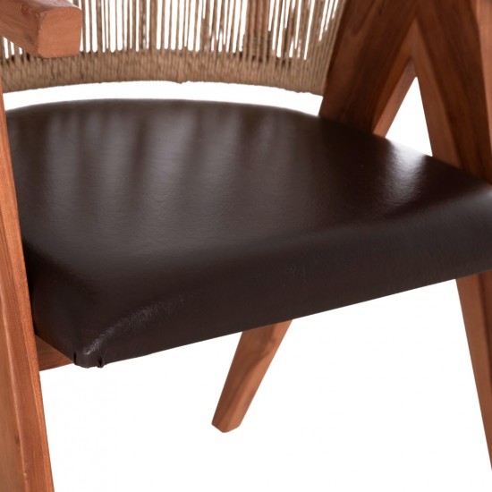 ΠΟΛΥΘΡΟΝΑ ΤΡΑΠΕΖΑΡΙΑΣ BRANN ΞΥΛΟ ΤΕΑΚ-ΚΑΦΕ PU-ΣΧΟΙΝΙ 60x67x76Υεκ.