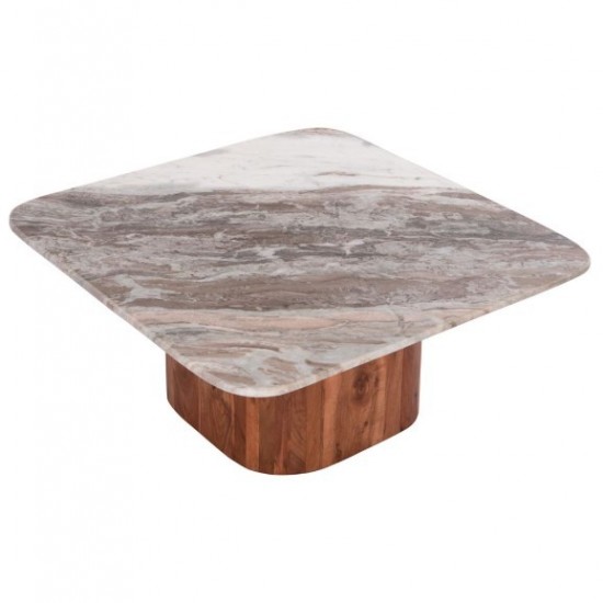 ΤΡΑΠΕΖΙ ΣΑΛΟΝΙΟΥ ΤΕΤΡΑΓΩΝΟ VOLTI ΓΚΡΙ ΜΑΡΜΑΡO-ΞΥΛΟ ΑΚΑΚΙΑΣ 80.5x80.5x37Υεκ.